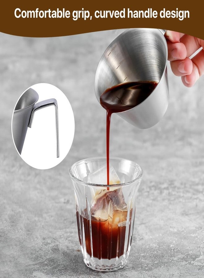 squishy 2 Pcs Espresso Cup, 100ml Stainless Steel Measuring Cups for Kitchen, Precise Measurement Tool for Coffee and Oils, Barista Essentials - Image 2